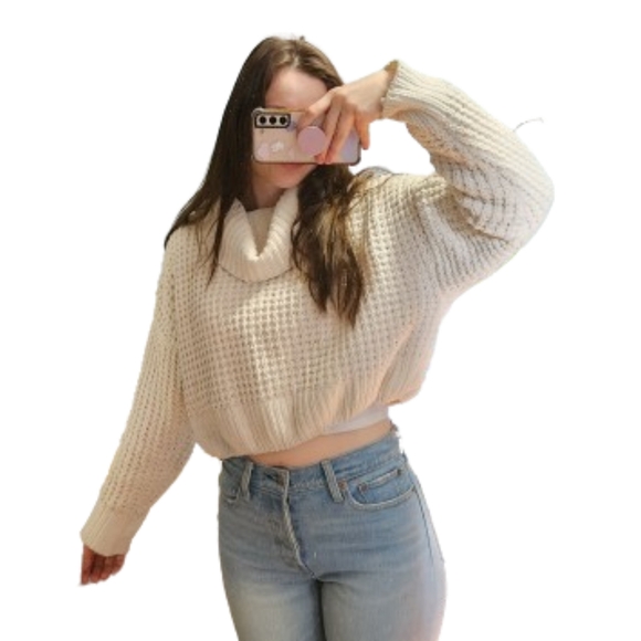 Garage Cropped Chunky Knit Turtleneck sweater sz medium - Picture 6 of 6